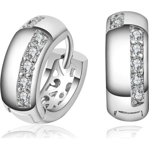 Authentic 925 Sterling Silver Sparkling Round AAA CZ Exquisite Stud Earrings for Women Fashion Jewelry Valentines Day Gift