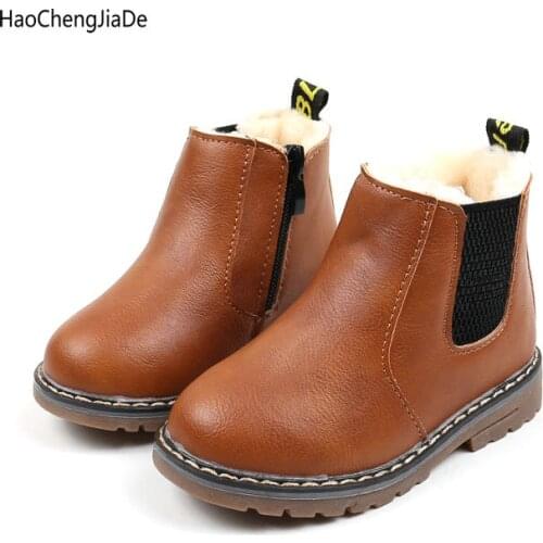 Winter warm childrens boots boy fashion round head snow boots girls childrens shoes plush comfortable lightweight size 21-30
