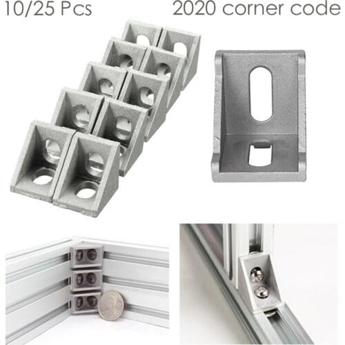 10pcs/25pcs Aluminum 2020 Corner Bracket Fittings Corner Angle Bracket For Connector Aluminium Profile CNC Router 20x20x17mm