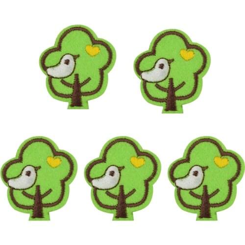 10 pcs bird in tree patches badges for clothing iron embroidered patch applique iron on patches sewing accessories for clothes