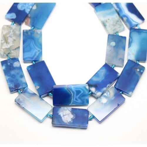 23x43mm,Blue Cherry Blossom Aga te Rectangle Beads,Beautiful Polished Sakura Agates Slab Spacer Beads Pendant Jewelry Findin