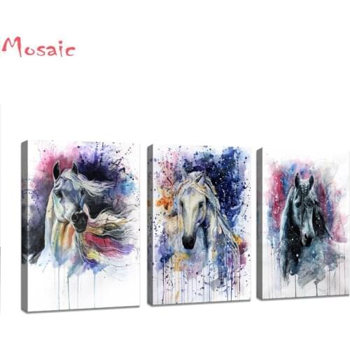 5d Diy Diamond Painting 3pcs/set horse Full Square Rhinestones Cross Stitch Embroidery Kit Mosaic Needlework Decoration