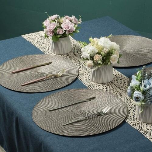 Round Braided Placemats Round Kitchen Table Mats for Dining Tables Polypropylene Woven Heat Resistant Place Mats 6 PCS