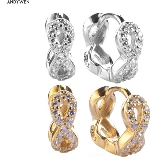 ANDYWEN Luxury Sterling Silver 925 Quartz Huggies Drop Earrings Bijoux Fantaisie Femme Jolleria De Mujer 2020 Fine Circle Jewels
