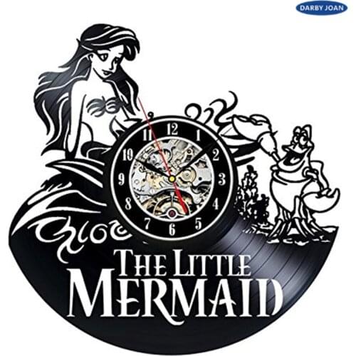 NEW Vinyl Record Wall Clock " Mermaid", cool modern, decorative art ~ 12"wall clock saat alarm clock reloj large wall clock