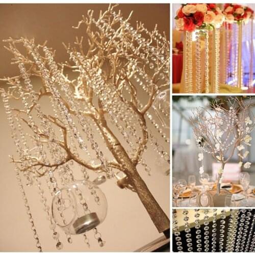 1/2/5M 14mm Acrylic Beaded Wedding Road Lead Accessories Crystal Octagonal Beads Curtain Chain DIY Garland Home Pendant Decor