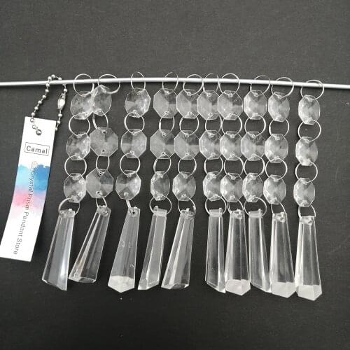 Camal 60pcs 11.2cm Acrylic Crystal Octagonal Bead Faceted Pendant String Garland Chandelier Lamp Part Hanging Curtain Wedding