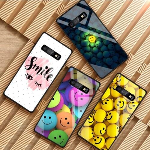 Always Smile Tempered Glass Phone Case For Samsung Galaxy S8 S9 S10 S20 PLUS J8 J6 J4 2018 NOTE 8 9 10 Cover Shell