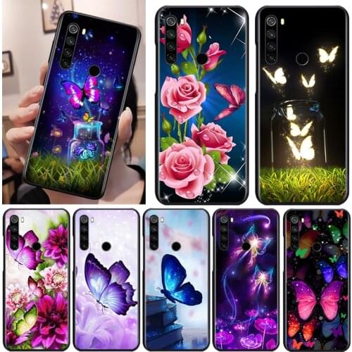 Beautiful Butterfly Black Cover For Xiaomi Redmi Note 9 9S 8T 8 7 6 5A 5 4X 4 Pro Max Soft Phone Case