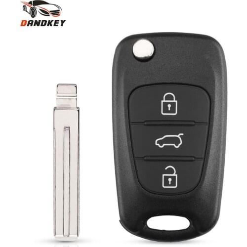 Dandkey Flip Remote Key Shell For HYUNDAI I30 IX35 For Kia K2 K5 Car Keys Blank Case Cover Uncut Blade 3 Buttons With logo