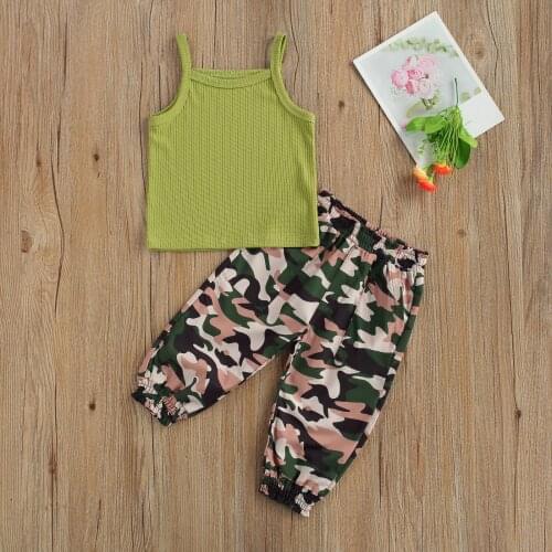 Baby Camisole + Trousers Camouflage Print Elastic Waist Leisure Style Cool Summer Clothing