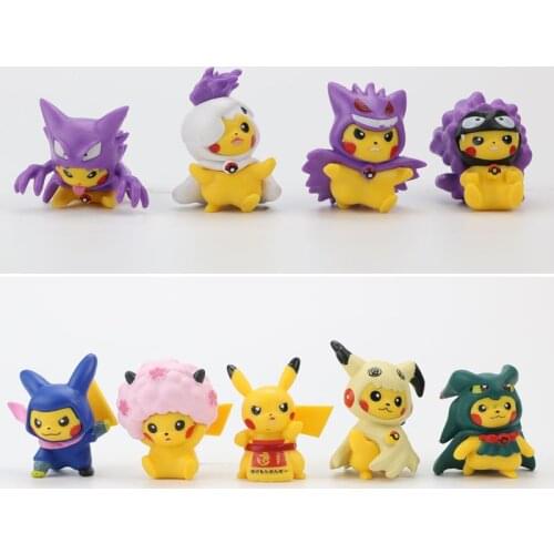 9Pcs Pikachu Figures Dolls Anime Pokemon Action Figures Toy Model Ornaments Cake Decoration Cartoon Fishion Dolls Toy for Kids