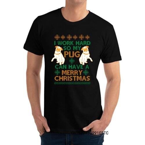 Personalized Pug Christmas Men T Shirts Latest Thanksgiving Day Short Sleeve O-Neck Premium Cotton Tops & Tees Casual T Shirt