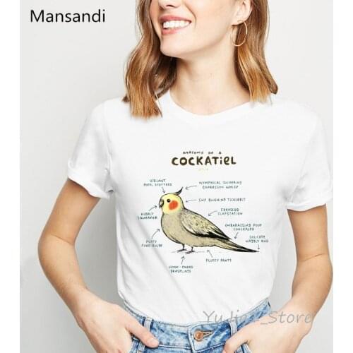 Anatomy of Cockatiel T-Shirt graphic tees women clothes 2019 funny t shirts femme High Quality harajuku shirt streetwear tops