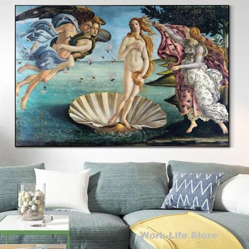 Birth Of Venus By Sandro Botticelli Famous Oil Painting On Canvas Poster And Prints Vintage Wall Art Picture For Room Decoration