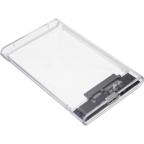 2.5 Inch USB 3.0 SATA lll HDD/SSD Enclosure Caddy Case External Hard Drive Transparent Box Support Hot Swapping Plug Unplug