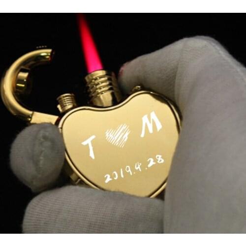Creative Heart-shaped Lock Gas Lighters Windproof Inflatable Butane Gas Flame Metal Cigarette Lighter Gift For Smoker