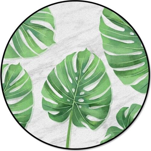 Creative Rugs for Children Rooms Tropical Leaves Marble Background Pattern Round Carpet Rug Carpets for Home Living Room Bedroom