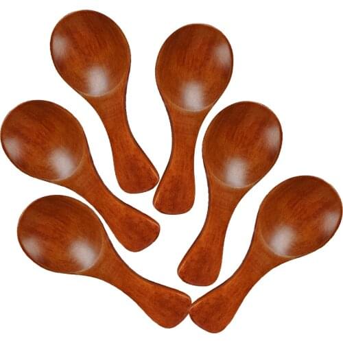 6Pcs Wood Condiment Scoop Solid Wood Coffee Tea Sugar Spoon Seasoning Salt Wood Spoons Cooking Tools Kitchen Gadgets