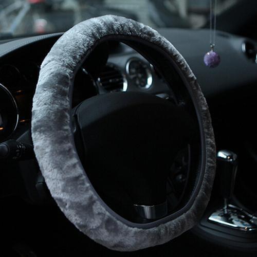 Car Steering Wheel Cover Soft Short Plush Autumn Winter Faux fur Hand Brake & Gear Cover Set Car Interior Accessories