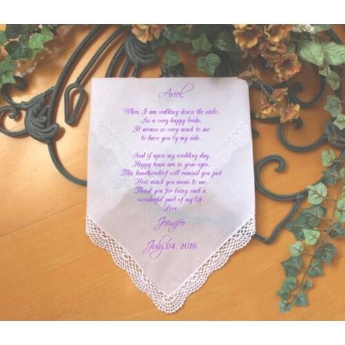 Personalized Junior Maid of Honor Gift, Wedding Handkerchief, PRINTED, CUSTOMIZED Wedding gift, Sisters of the Bride Gift