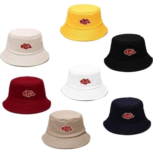 Auspicious Red Cloud Printed Fisherman Hat Women Men Summer Wide Brim Sunscreen Japanese Style Anime Foldable Bucket Cap