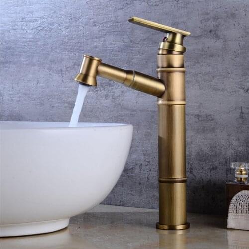 Bathroom Basin faucet Total Brass Sink Mixer Tap Hot and Cold Pull Out Faucet Antique Bathroom Crane Single Handle Water Tap