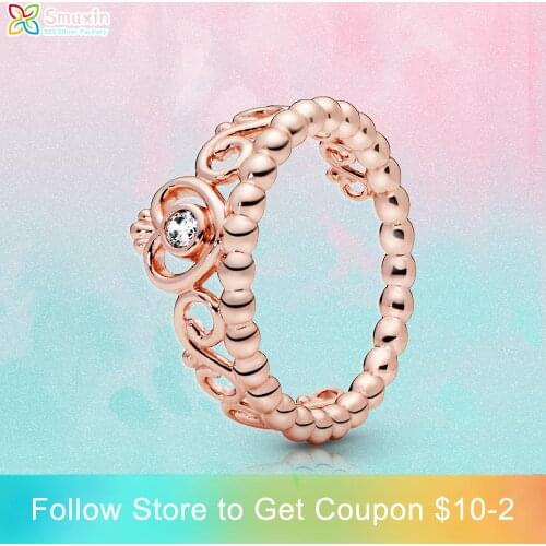 Smuxin 925 Sterling Silver Ring Rose Princess Tiara Crown Ring Original Women Rings Ngagement Rings Women Jewelry Girl Gift