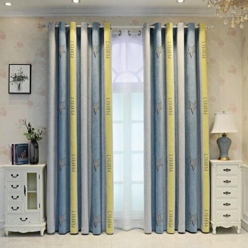Modern Cartoon Curtain Cashmere Chenille Stitching Blackout Window Living Room Bedroom Children Room Custom Kids Curtains
