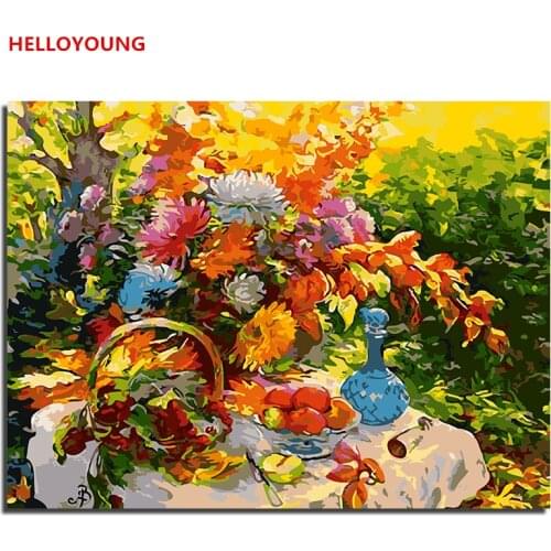 YH200 DIY Handpainted Oil Painting garden mood Digital Painting by numbers oil paintings chinese scroll paintings Home Decor