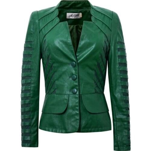 Plus Size 4XL Leather Jacket Women New 2021 Leather Coat Women Short Slim Splice Motorrcycle Woman Leather Clothing Black Red