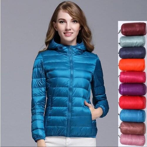 Spring Autumn Women Ultralight Thin Down Jacket White Duck Down Hooded Jackets Warm Winter Coat Parka Female Portable Outwear