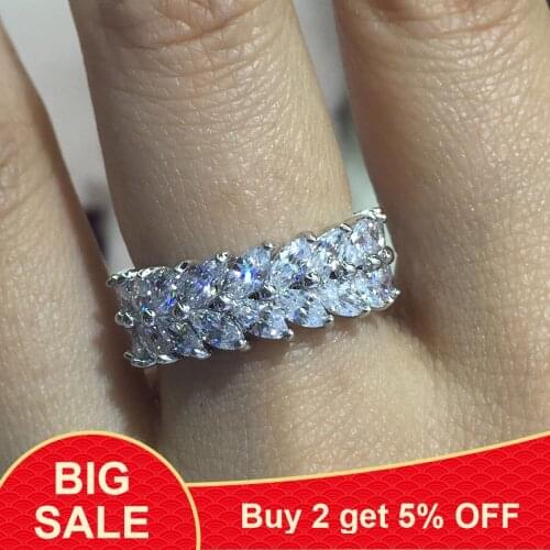 Angel Wing Feather Design Long Full Finger Luxury Cubic Zircon Women Wedding Engagement Party Silver Wrap Ring Jewelry