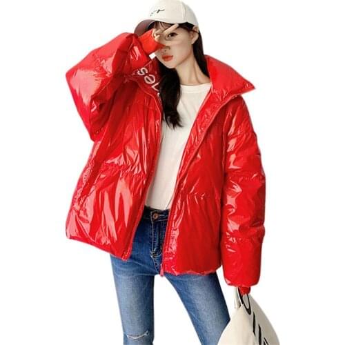 Winter Glossy Down Parka womens Waterproof Coat Embroidery jacket large size Loose Winter Warm Thick Parka Women Jacket BY9