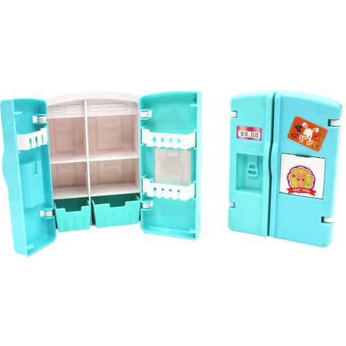 NK 1 Pcs Doll Cartoon Double Open Closet Wardrobe Baby Toy For Barbie Accessories Doll Princess Bedroom Furniture Girl Gift DZ