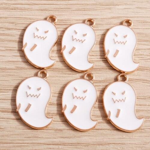 10pcs 14*23mm Enamel Halloween Ghost Charms for Jewelry Making DIY Earrings Pendants Necklaces Keychain Handmade Jewelry Finding