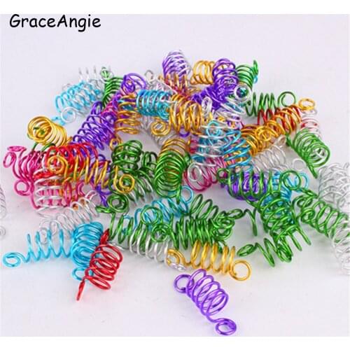 10Pcs Personality Style Street Hair Accessories DIY African Small Spring Hollow Hair Ring Dread Bead Dreadlock Cuffs Jewelry Dec