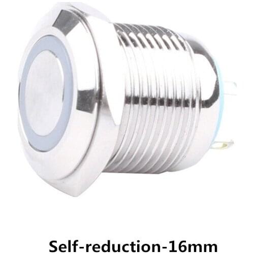 16mm Metal brass Push Button Flat head Switch illumination ring Momentary 1NO Car press button pin terminal