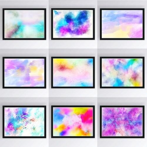 Abstract Modern Rainbow Color Watercolor Poster Canvas Print Painting Wall Art Living Room Home Decoration