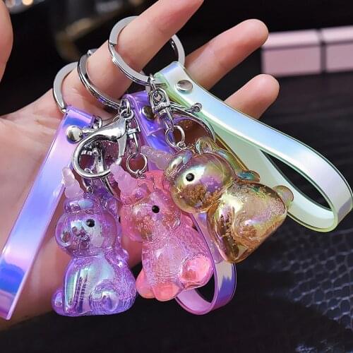 Cute Acrylicl Unicorn Keychain Party KeyRing Quicksand Pendant Transparent Keychains Women Gift Children Bag Car Holder Keychain
