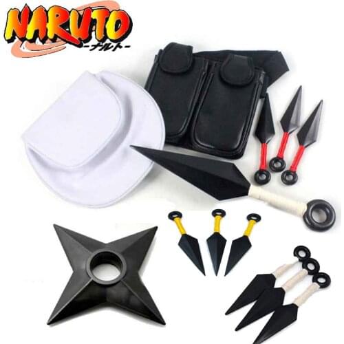Anime Naruto Cosplay Props Collections Plastic Kunai Shuriken Ninja Figure Weapons Bags for Halloween Toys Gift
