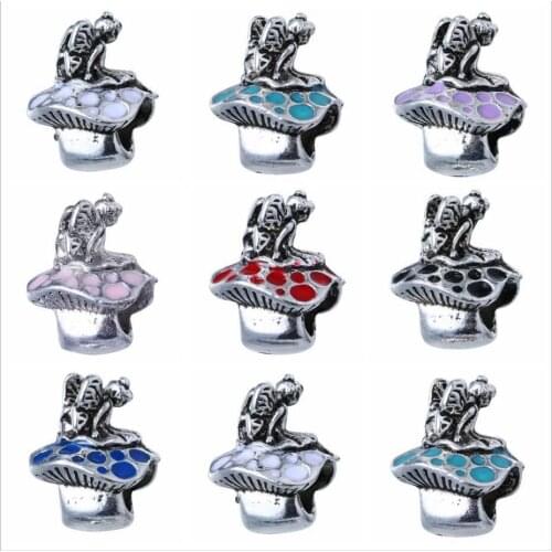 AODUOLA 50PCS Fashion Alloy Metal Enamel Smart Girl Beads fit European Charm bracelet DIY Jewelry For Women Low Price RHB78