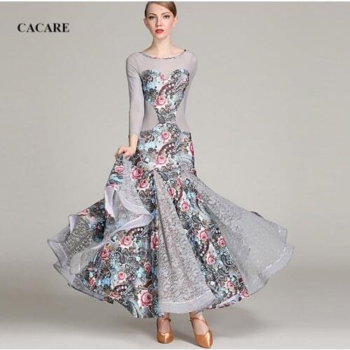 Ballroom Waltz Dresses Sale Dance Costumes Competition Dress Standard Dance Party Dresses D0486 Big Hem Net Sleeve 3 Colors