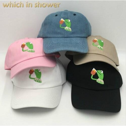 Which in shower embroidery frog slipping tea baseball cap unstructured KERMIT dad hat male female hip hop summer snapback hat