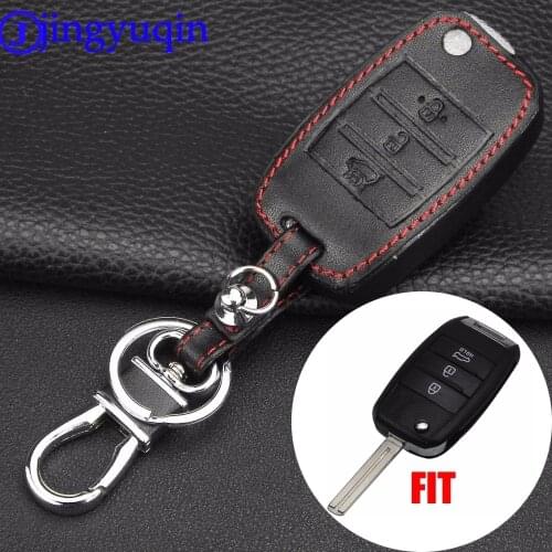 Jingyuqin New 3 Buttons Leather Remote Folding Flid Car Key Case Cover For Kia Sorento Carens K2 K3 K4 K5