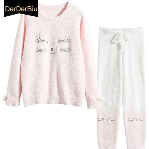 DerDerBiu Women's Fleece Pajamas