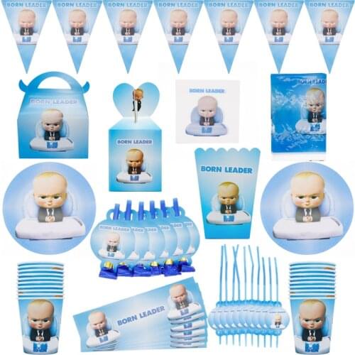 Boss baby theme tableware boy girl birthday party baby shower cup dish napkin banner balloon supplies decoration ornaments