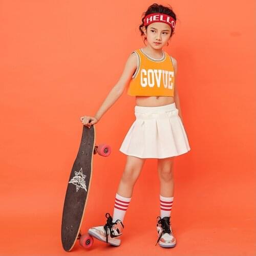 Kids Girls Sets T-shirt Mini Skirt Teenage Children Girl Tracksuit Streetwear Cheerleading Jazz Sets Stage Dance Clothing