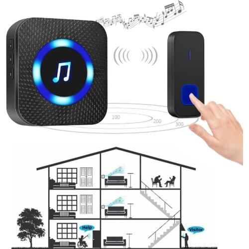 300M Wireless Door Bell Waterproof Battery Operated Loud Chime Doorbell Wireless Electronic Waterproof Houseware DC Doorbell