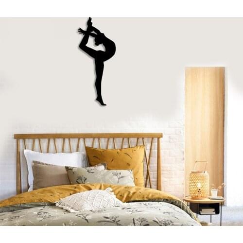Girl Doing Air Gymnastics Sports Wall Home Accessory Wooden Table 21x50cm